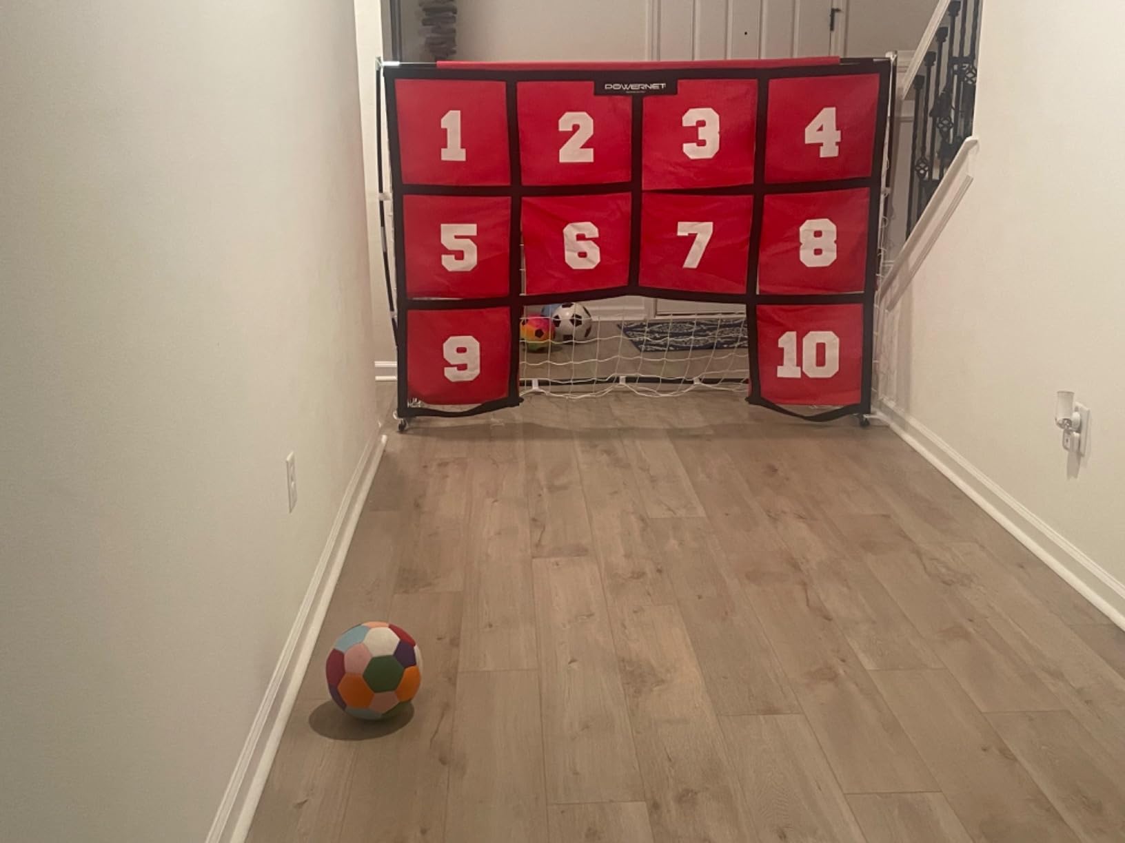 PowerNet red 6 by 4 foot numbered target soccer goal